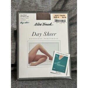Vintage Sears Nice Touch Day Sheer Pantyhose Soft Taupe Size E Sandal Foot